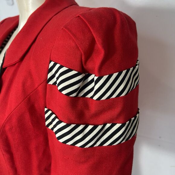 VINTAGE Richard Warren RED Short Sleeve Jacket Sz 6 double breasted 80s - Picture 4 of 16